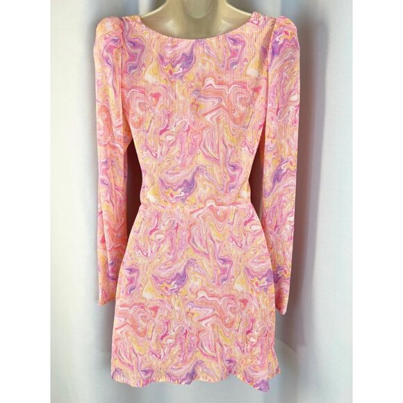 NWT LoveShackFancy Nanita Pink Long Sleeve Cutout Mini Dress $495 - Picture 7 of 14